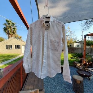 Arnie (Palmer) Men's long sleeve dress shirt. 15.5-34/35 white-red/pink stripes